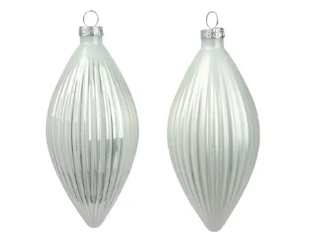 Decoris kersthangers glas olijf 3st winterwit - afbeelding 2