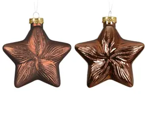 Decoris kersthangers glas ster 2st espresso - afbeelding 2
