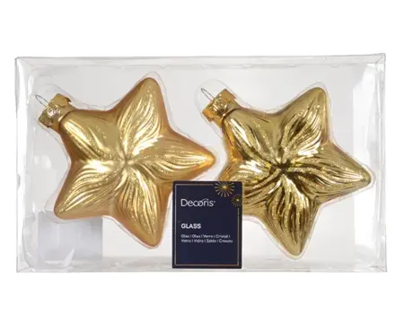 Decoris kersthangers glas ster 2st goud  - afbeelding 1