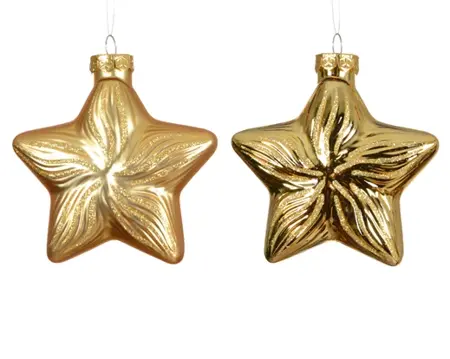 Decoris kersthangers glas ster 2st goud  - afbeelding 2