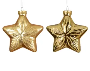 Decoris kersthangers glas ster 2st goud  - afbeelding 2