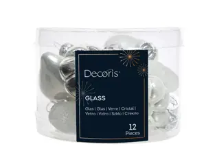Decoris kersthangers mini glas 12st zilver - afbeelding 2