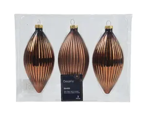 Decoris kersthangers olijf 6x13cm 3st espresso - afbeelding 2