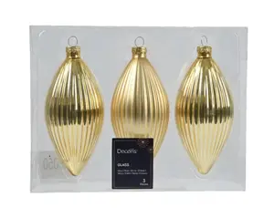 Decoris kersthangers olijf 6x13cm 3st licht goud - afbeelding 2