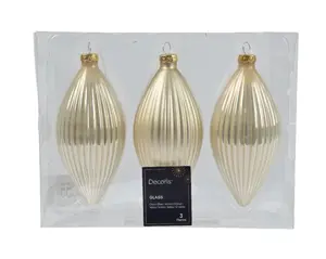 Decoris kersthangers olijf 6x13cm 3st parel - afbeelding 2
