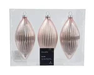 Decoris kersthangers olijf 6x13cm 3st poederroze - afbeelding 2