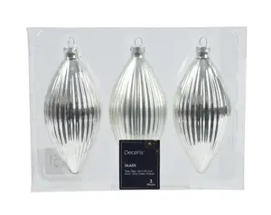 Decoris kersthangers olijf 6x13cm 3st zilver - afbeelding 2