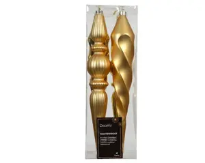 Decoris kersthangers plastic 4st goud - afbeelding 2