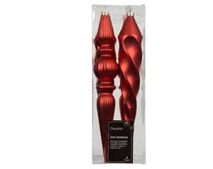 Decoris kersthangers plastic 4st rood - afbeelding 1