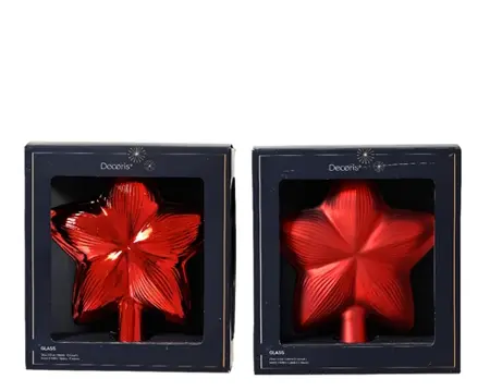 Decoris piek glas ster kerstrood - assortiment - afbeelding 2