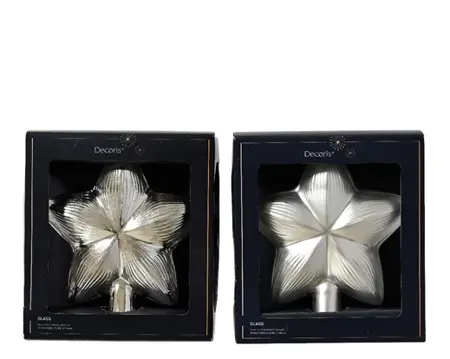 Decoris piek glas ster zilver - assortiment - afbeelding 2