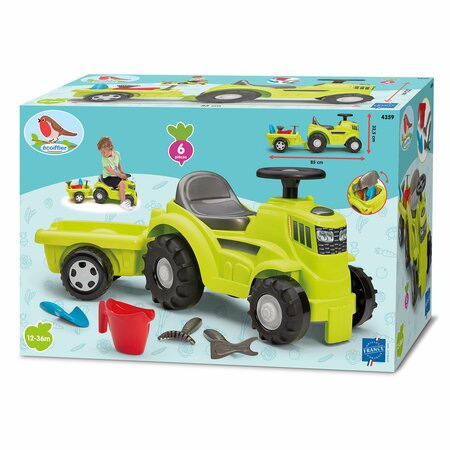 Ecoiffier Tractor met aanhanger Loopwagen doos
