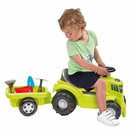 Ecoiffier Tractor met aanhanger Loopwagen in gebruik