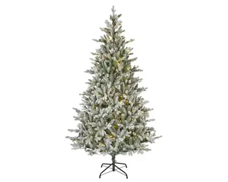 Everlands kunstkerstboom Allison 210cm groen/wit/warm wit - afbeelding 1