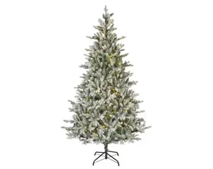 Everlands kunstkerstboom Allison 210cm groen/wit/warm wit - afbeelding 1