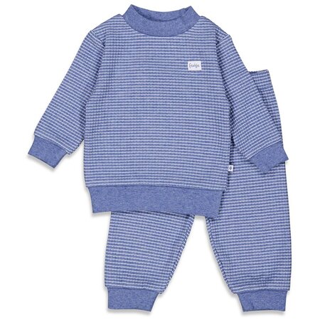 Feetje Wafelpyjama | blue melange | maat 104 - afbeelding 1