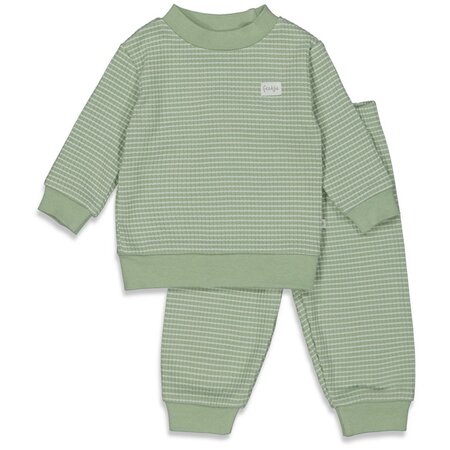 Feetje Wafelpyjama | groen melange | maat 104 - afbeelding 1