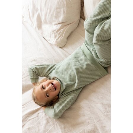 Feetje Wafelpyjama | groen melange | maat 110  - afbeelding 3