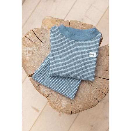 Feetje wafelpyjama | ijs blauw | maat 98 - afbeelding 2