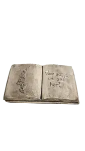 Gedenkbeeld boek met tekst 20x18x4cm