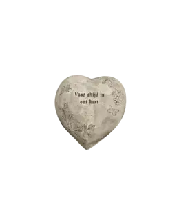 Gedenkbeeld hart met tekst 17x15x6cm