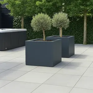 GLM Plantenbak Casablanca 60x60x50cm met bodem grijs