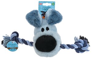 Hondenspeelgoed woezel pluche+flosstouw 35cm