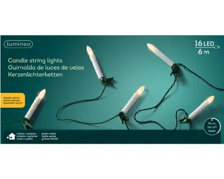 Kaarsverlichting 6m16 lichtjes groen klassiek warm - afbeelding 1