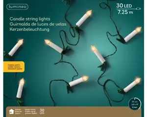 Kaarsverlichting clip 725cm 30 lichten klassiek warm - afbeelding 1