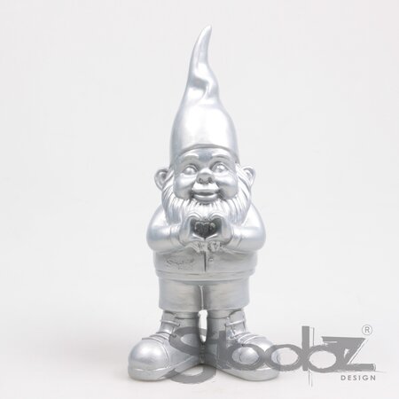 Kabouter hart 10x13x29.5cm zilver