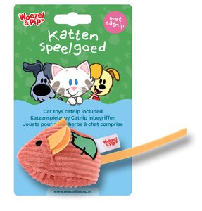 Kattenspeelgoed muis corduroy+catnip 8cm rood