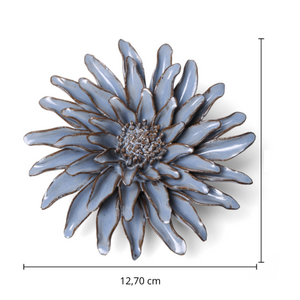 Keramiek Wandbloem Blue Grey Gerbera Daisy - afbeelding 4