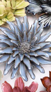 Keramiek Wandbloem Blue Grey Gerbera Daisy - afbeelding 3