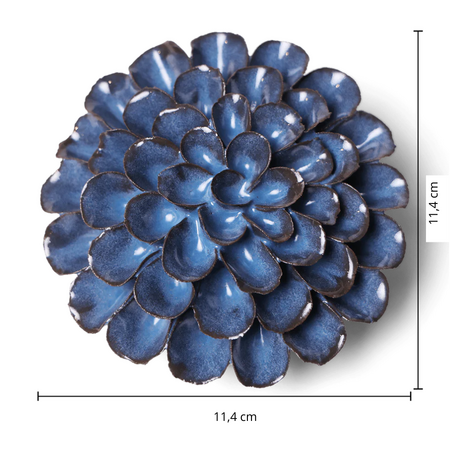 Keramiek Wandbloem Blue Noir Pompon Dahlia afmeting