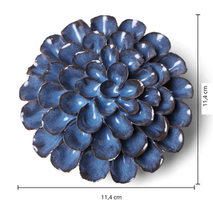 Keramiek Wandbloem Blue Noir Pompon Dahlia afmeting
