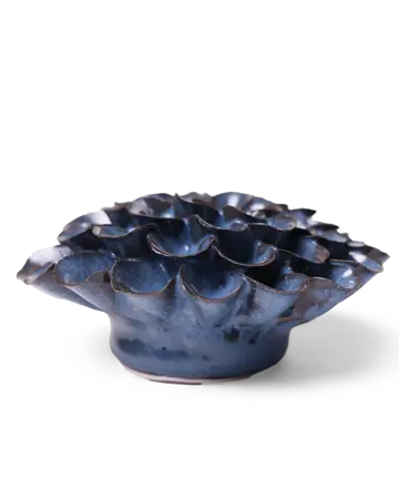 Keramiek Wandbloem Blue Noir Pompon Dahlia zij