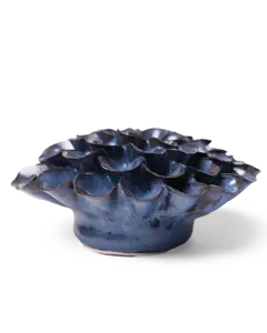 Keramiek Wandbloem Blue Noir Pompon Dahlia zij