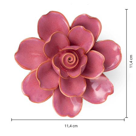 Keramiek Wandbloem Blush Pink Tahitian Gardenia afmetingen
