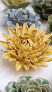 Keramiek Wandbloem Buttercup Yellow Chrysanthemum - afbeelding 3