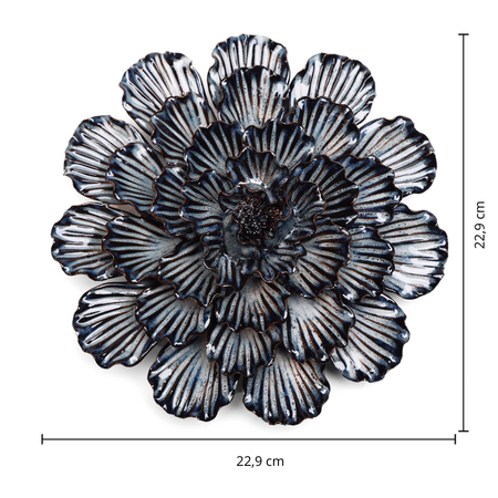 Keramiek Wandbloem Donkerblauwe Dahlia afmetingen
