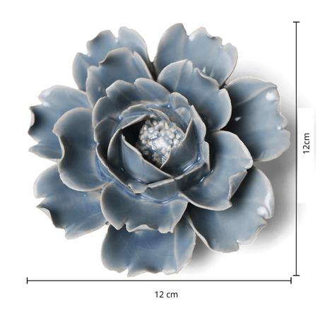 Keramiek Wandbloem Pastel Blauwe Roos sfeer afmetingen