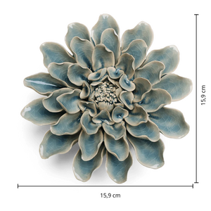 Keramiek Wandbloem Powder Blue Aphrodite Dahlia afmetingen