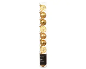 Kerstbal glas d3cm 9st licht goud