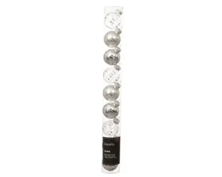 Kerstbal glas d3cm 9st zilver