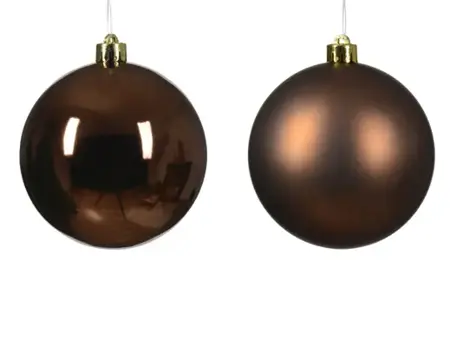 Kerstbal plastic d10cm 4st espresso - afbeelding 2