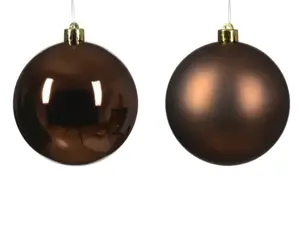 Kerstbal plastic d10cm 4st espresso - afbeelding 2