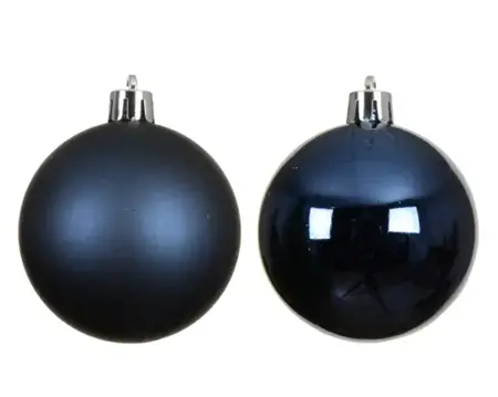 Kerstbal plastic d10cm 4st nachtblauw - afbeelding 2