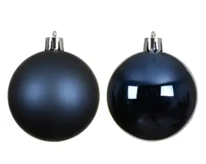 Kerstbal plastic d10cm 4st nachtblauw - afbeelding 2