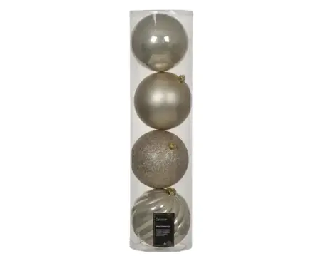 Kerstbal plastic d14cm 4st parel - afbeelding 1