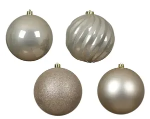 Kerstbal plastic d14cm 4st parel - afbeelding 2